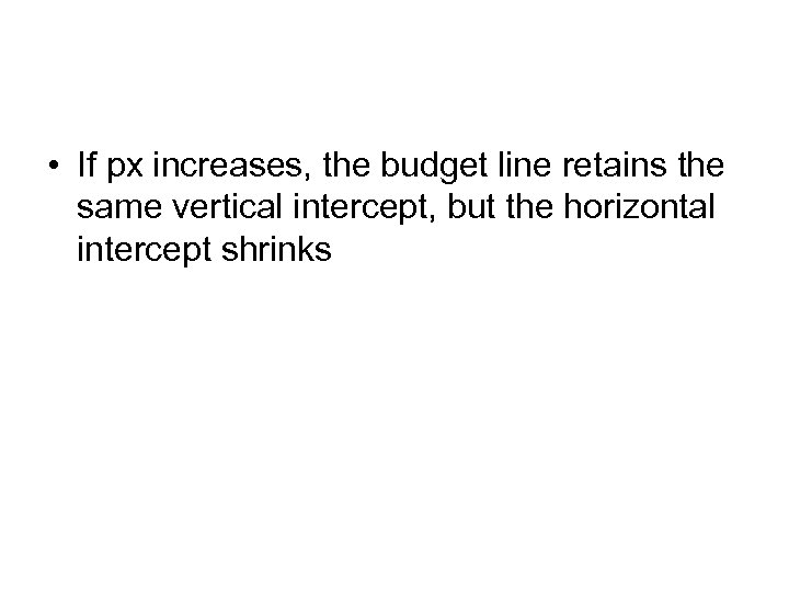  • If px increases, the budget line retains the same vertical intercept, but
