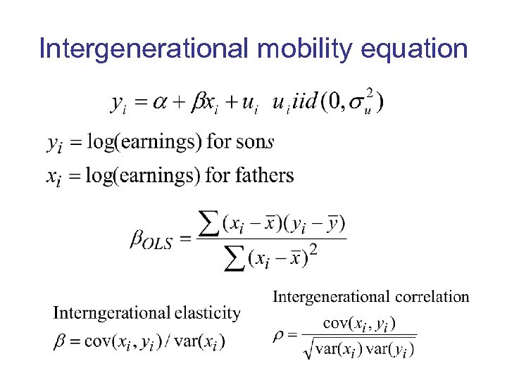 Intergenerational mobility equation 