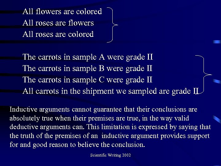 All flowers are colored All roses are flowers All roses are colored The carrots