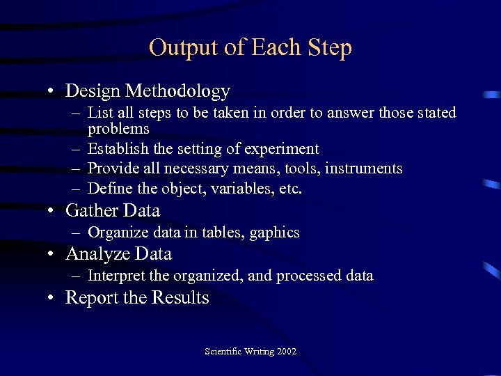 Output of Each Step • Design Methodology – List all steps to be taken
