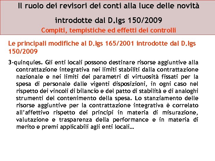 Il ruolo dei revisori dei conti alla luce delle novità introdotte dal D. lgs