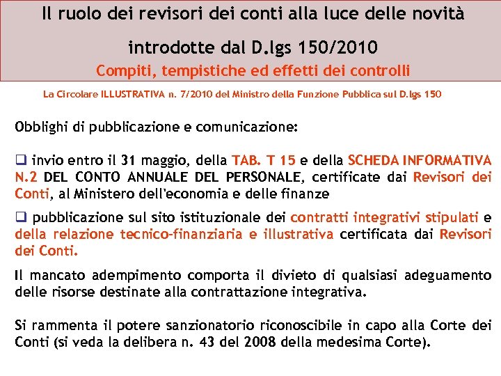 Il ruolo dei revisori dei conti alla luce delle novità introdotte dal D. lgs