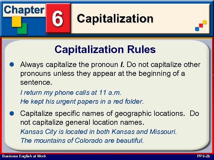Capitalization Rules Always capitalize the pronoun I. Do not capitalize other pronouns unless they