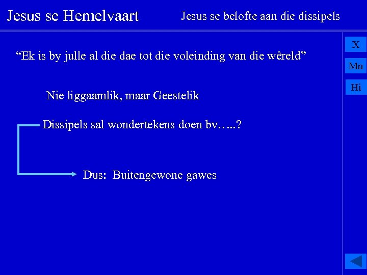 Jesus se Hemelvaart Jesus se belofte aan die dissipels “Ek is by julle al