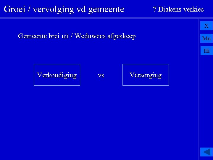 Groei / vervolging vd gemeente 7 Diakens verkies X Gemeente brei uit / Weduwees