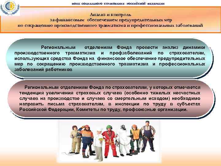 ФОНД СОЦИАЛЬНОГО СТРАХОВАНИЯ РОССИЙСКОЙ ФЕДЕРАЦИИ Анализ и контроль за финансовым обеспечением предупредительных мер по