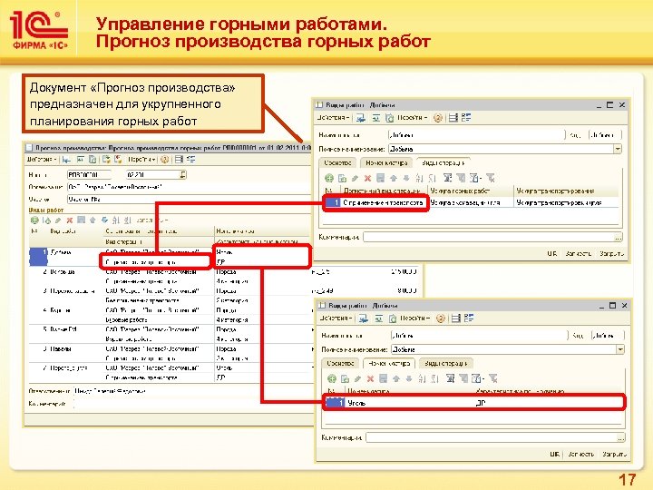 Управление горными работами. Прогноз производства горных работ Документ «Прогноз производства» предназначен для укрупненного планирования