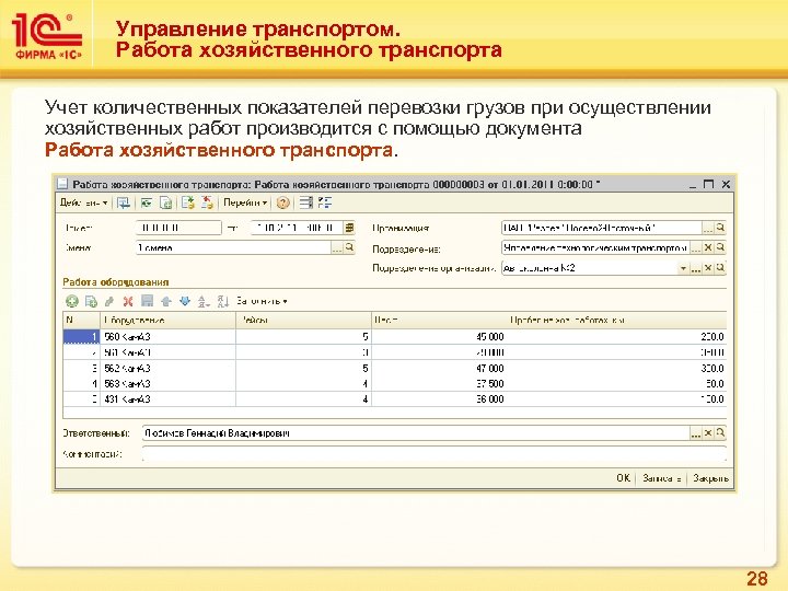 Управление транспортом. Работа хозяйственного транспорта Учет количественных показателей перевозки грузов при осуществлении хозяйственных работ
