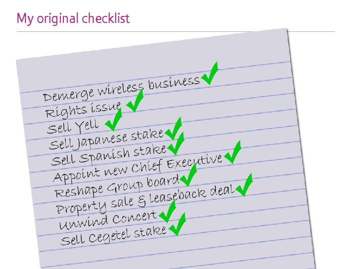 My original checklist 