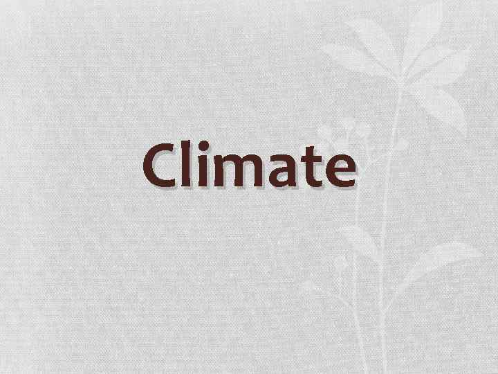 Climate 