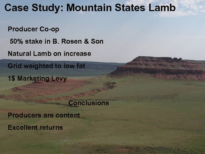 Case Study: Mountain States Lamb Producer Co-op 50% stake in B. Rosen & Son
