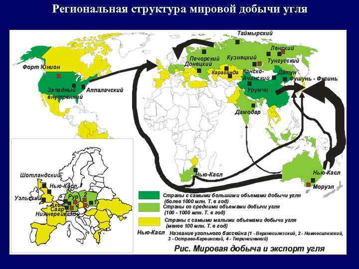 Региональная структура мировой добычи угля 