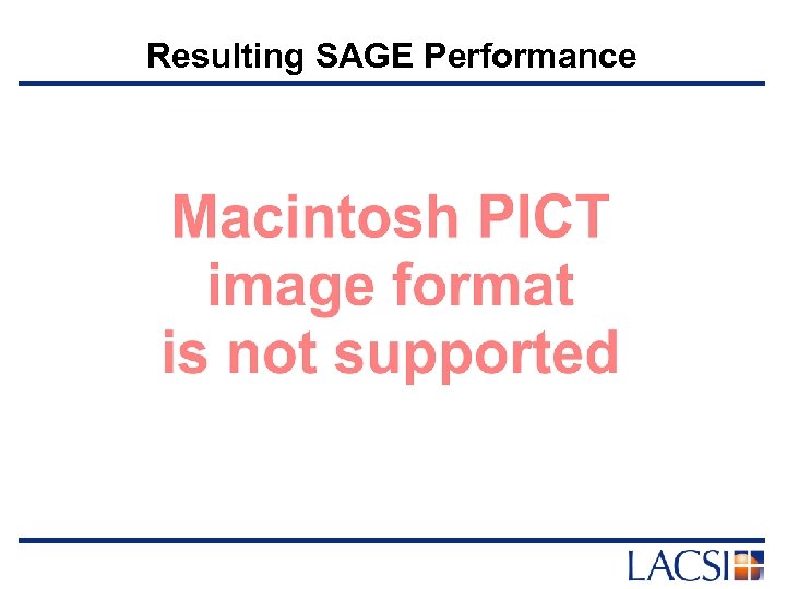 Resulting SAGE Performance 