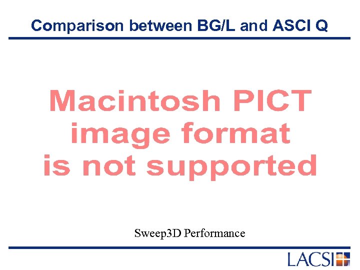 Comparison between BG/L and ASCI Q Sweep 3 D Performance 