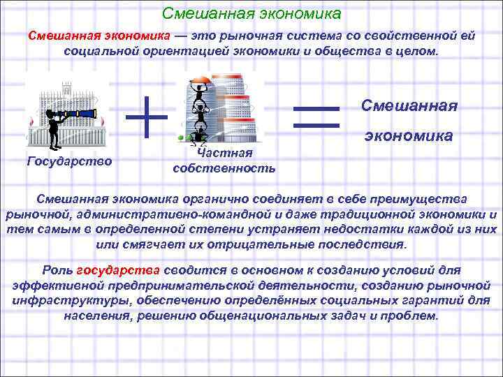 Смешанная экономика — это рыночная система со свойственной ей социальной ориентацией экономики и общества