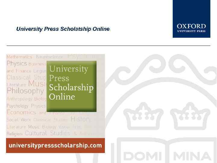 University Press Scholatship Online 