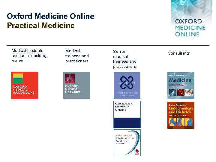 Oxford Medicine Online Practical Medicine Medical students and junior doctors, nurses Medical trainees and