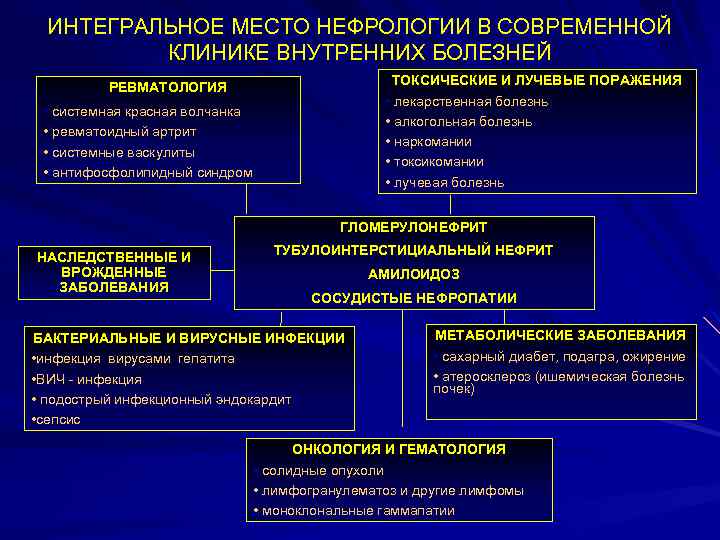 ИНТЕГРАЛЬНОЕ МЕСТО НЕФРОЛОГИИ В СОВРЕМЕННОЙ КЛИНИКЕ ВНУТРЕННИХ БОЛЕЗНЕЙ ТОКСИЧЕСКИЕ И ЛУЧЕВЫЕ ПОРАЖЕНИЯ • лекарственная