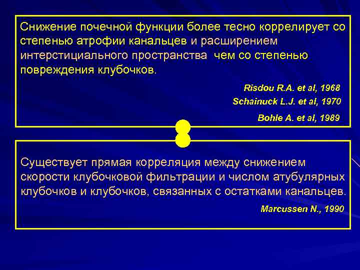 Снижение почечной функции более тесно коррелирует со степенью атрофии канальцев и расширением интерстициального пространства,