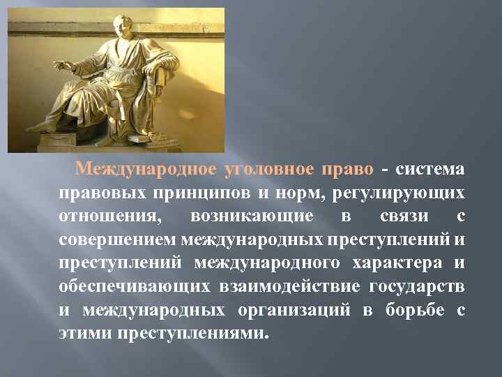 Международное уголовное право - система правовых принципов и норм, регулирующих отношения, возникающие в связи