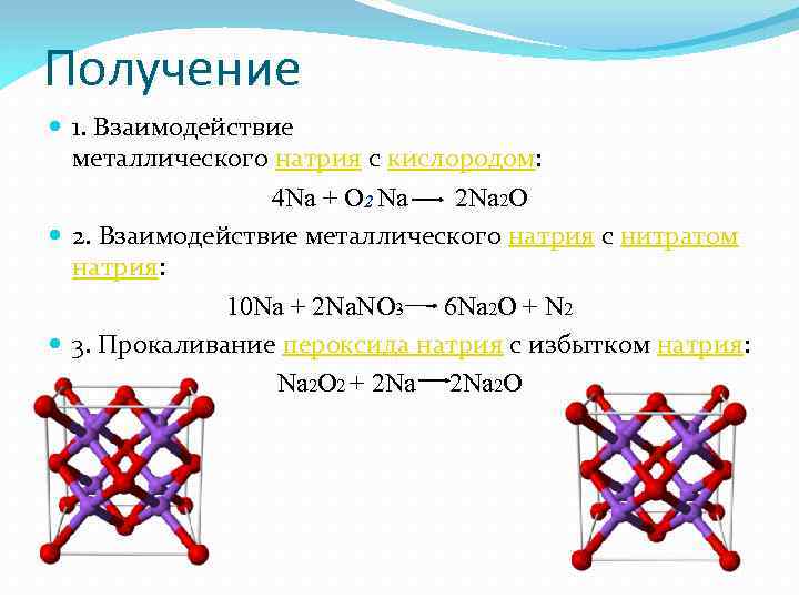 Реакция натрия с кислородом