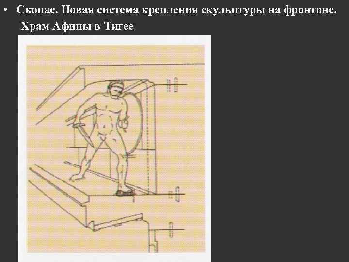  • Скопас. Новая система крепления скульптуры на фронтоне. Храм Афины в Тигее 