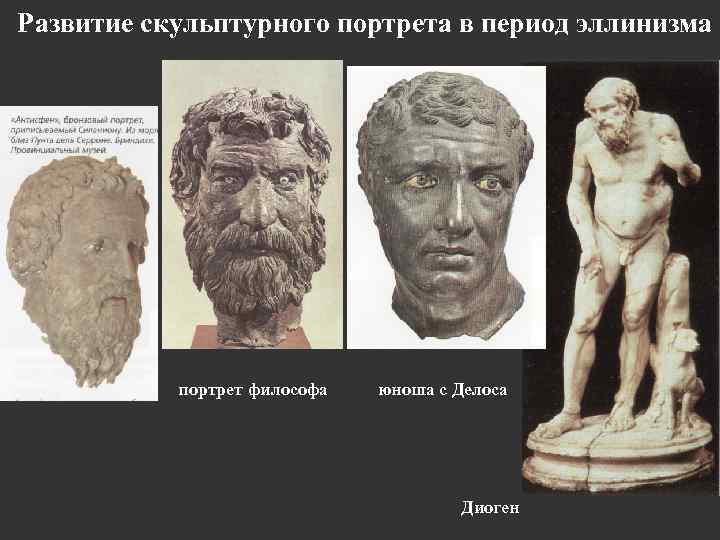 Развитие скульптурного портрета в период эллинизма портрет философа юноша с Делоса Диоген 