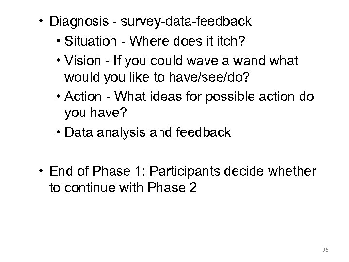  • Diagnosis - survey-data-feedback • Situation - Where does it itch? • Vision