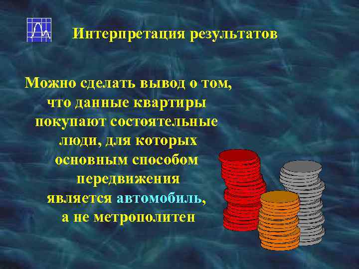 Интерпретация результатов Можно сделать вывод о том, что данные квартиры покупают состоятельные люди, для