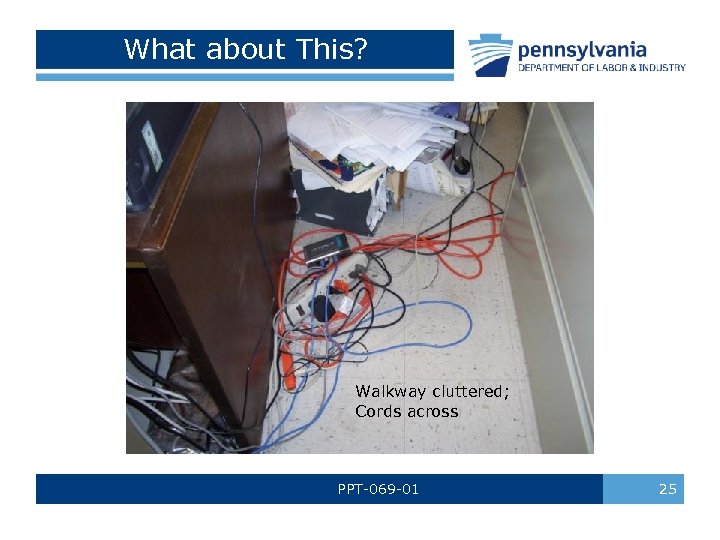 What about This? Walkway cluttered; Cords across PPT-069 -01 25 