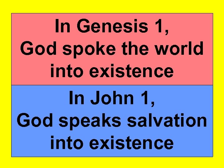In Genesis 1, God spoke the world into existence In John 1, God speaks