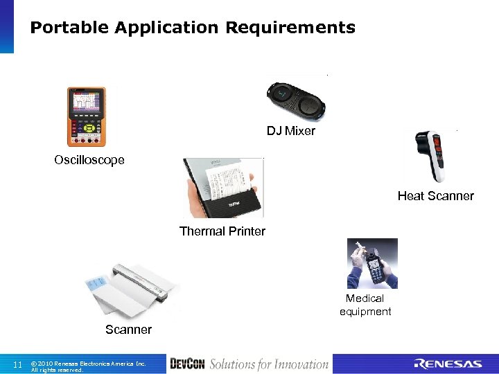Portable Application Requirements DJ Mixer Oscilloscope Heat Scanner Thermal Printer Medical equipment Scanner 11