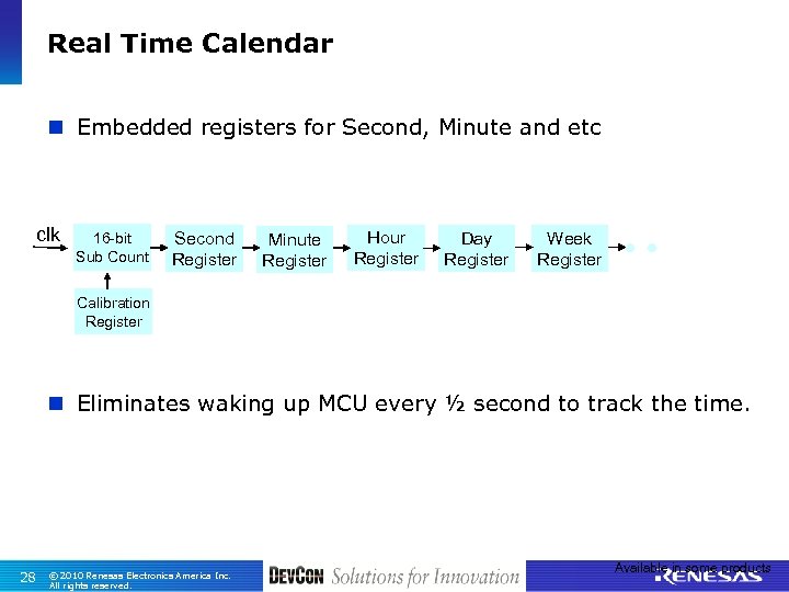Real Time Calendar n Embedded registers for Second, Minute and etc clk 16 -bit