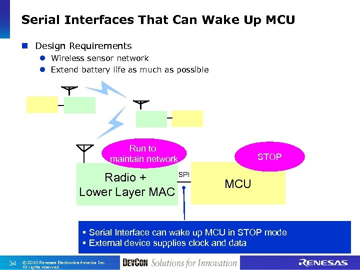 Serial Interfaces That Can Wake Up MCU n Design Requirements l Wireless sensor network