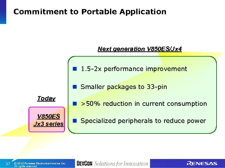 Commitment to Portable Application Next generation V 850 ES/Jx 4 n 1. 5 -2