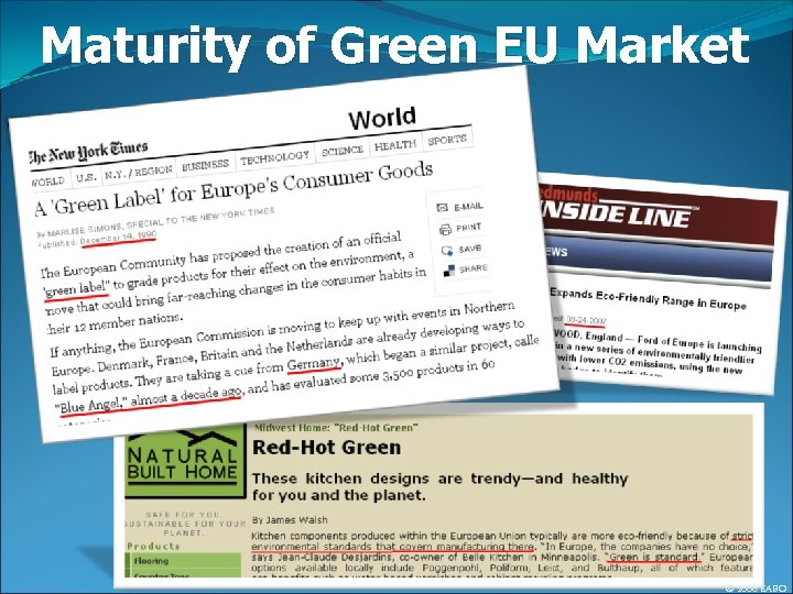 Maturity of Green EU Market © 2008 EABO 