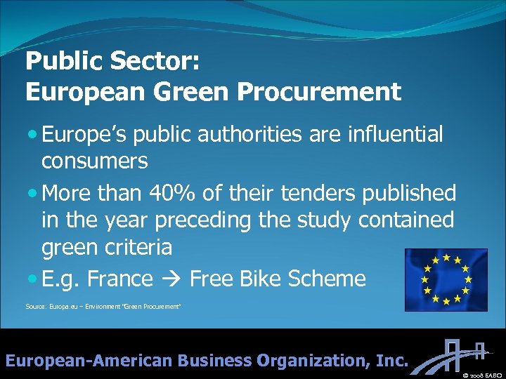Public Sector: European Green Procurement Europe’s public authorities are influential consumers More than 40%