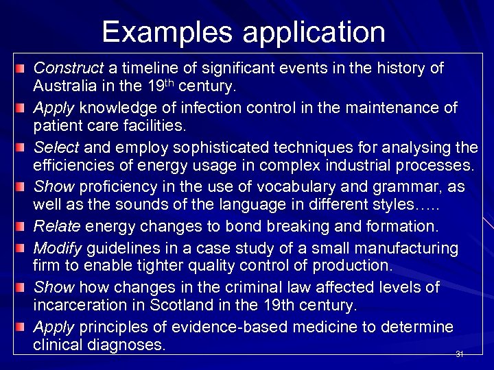 Examples application Construct a timeline of significant events in the history of Australia in