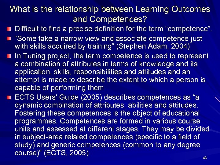 What is the relationship between Learning Outcomes and Competences? Difficult to find a precise