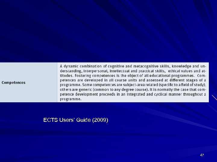 ECTS Users’ Guide (2009) 47 