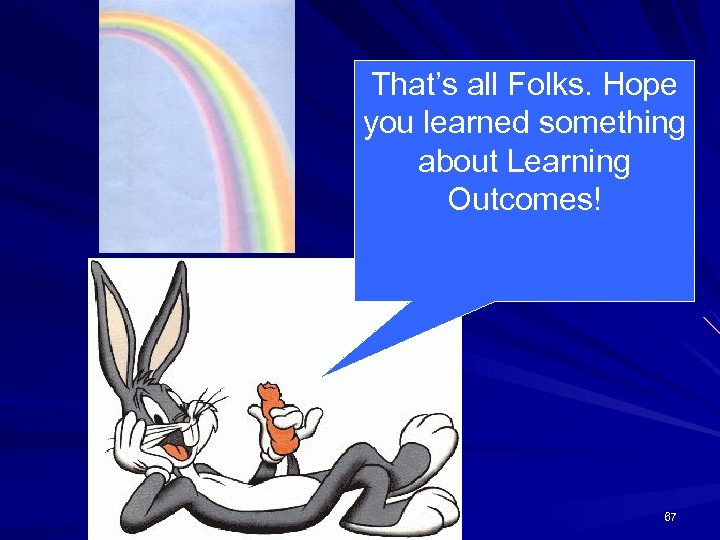 That’s all Folks. Hope you learned something about Learning Outcomes! 67 