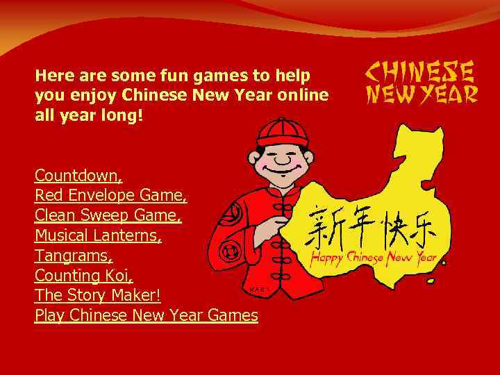  Here are some fun games to help you enjoy Chinese New Year online