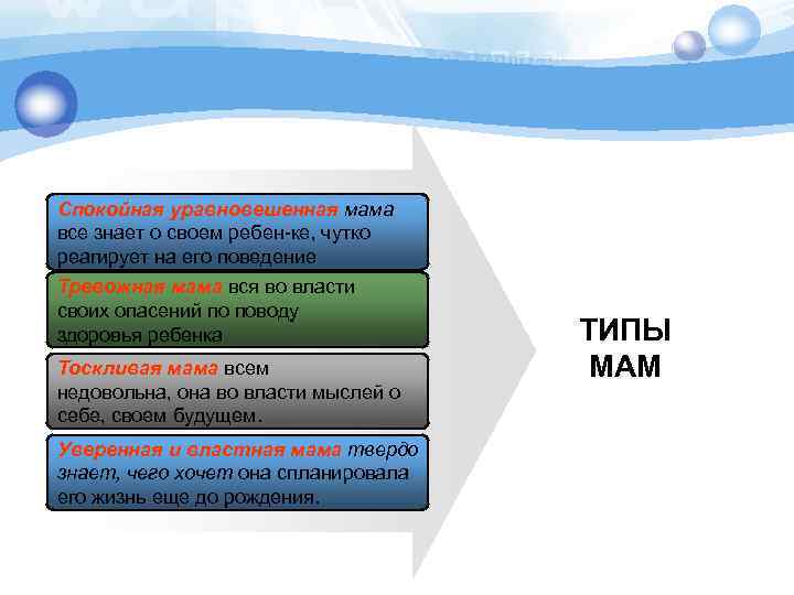 Спокойная уравновешенная мама все знает о своем ребен ке, чутко реагирует на его поведение