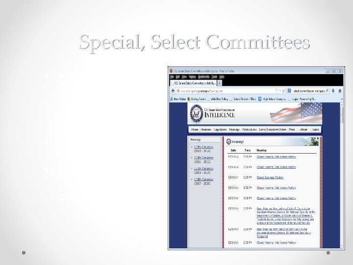 Special, Select Committees • House Select Committee on Energy Independence & Global Warming •