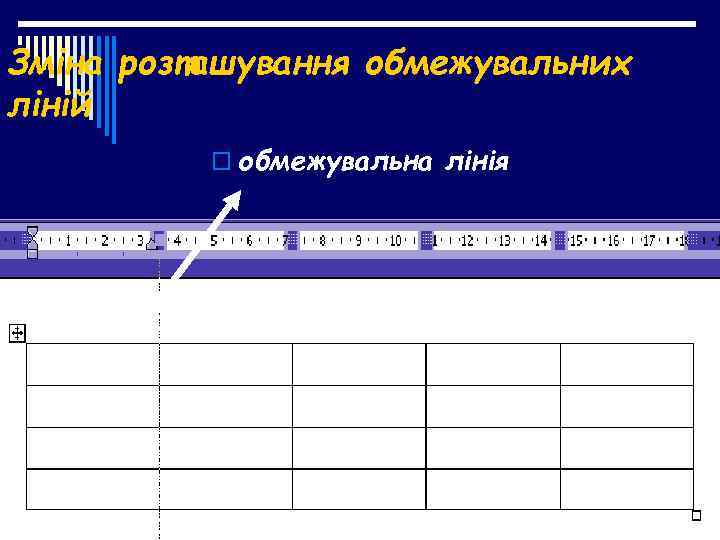 Зміна розташування обмежувальних ліній o обмежувальна лінія 