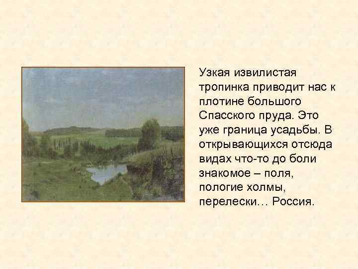 Узкая извилистая тропинка приводит нас к плотине большого Спасского пруда. Это уже граница усадьбы.