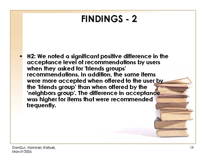 FINDINGS - 2 • H 2: We noted a significant positive difference in the