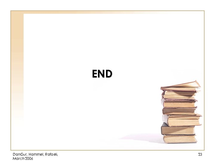 END Dan. Gur, Hammel, Rafaeli, March 2006 23 