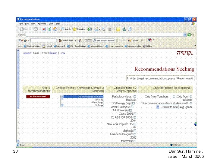 30 Dan. Gur, Hammel, Rafaeli, March 2006 