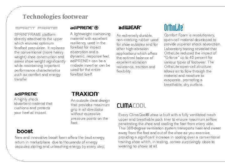 Technologies footwear SPRINTFRAME platform directly attached to the upper which ensures optimum forefoot propulsion.